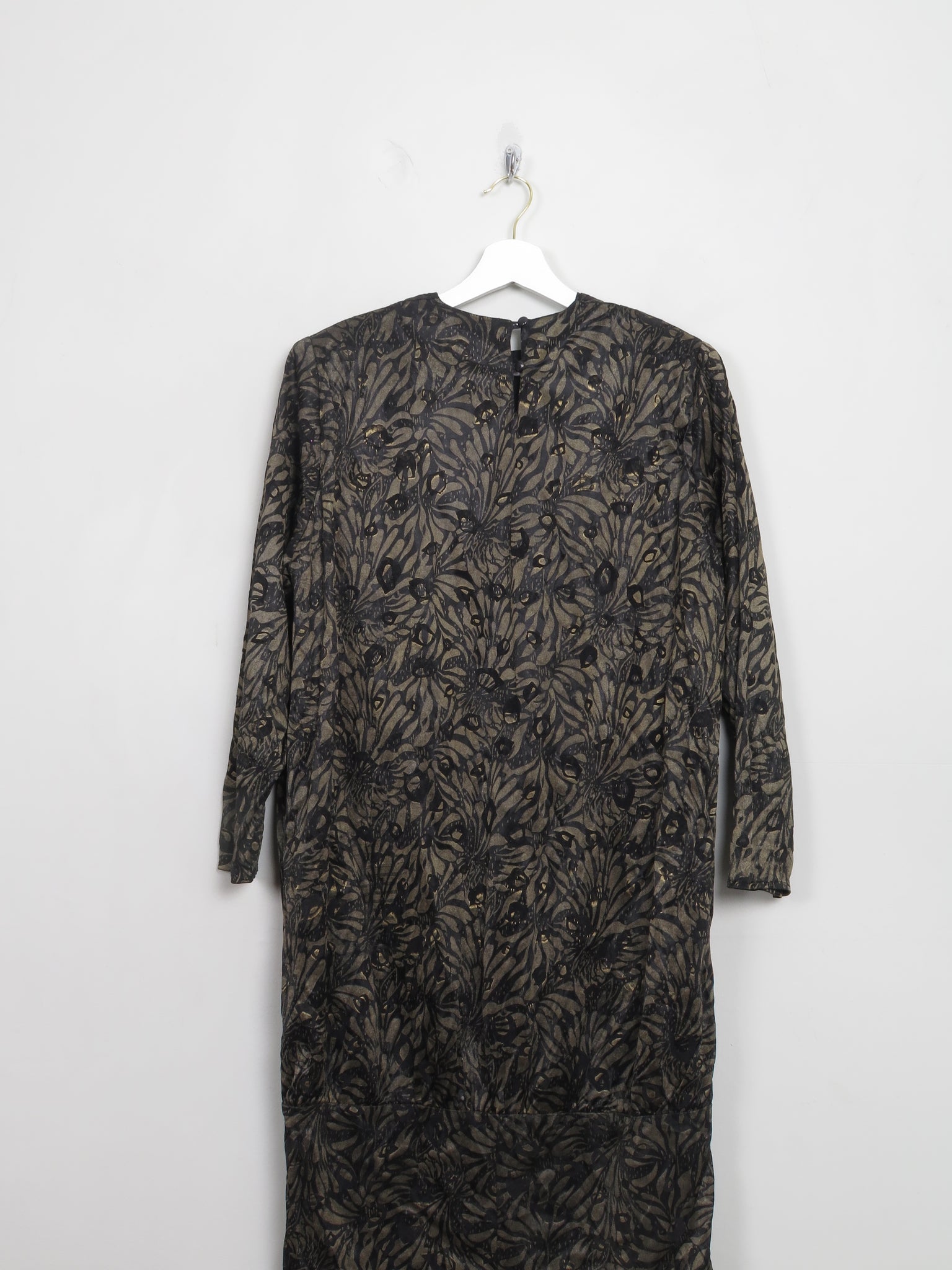 Vintage 1980s Drop Waist Copper & Black Dress S/M