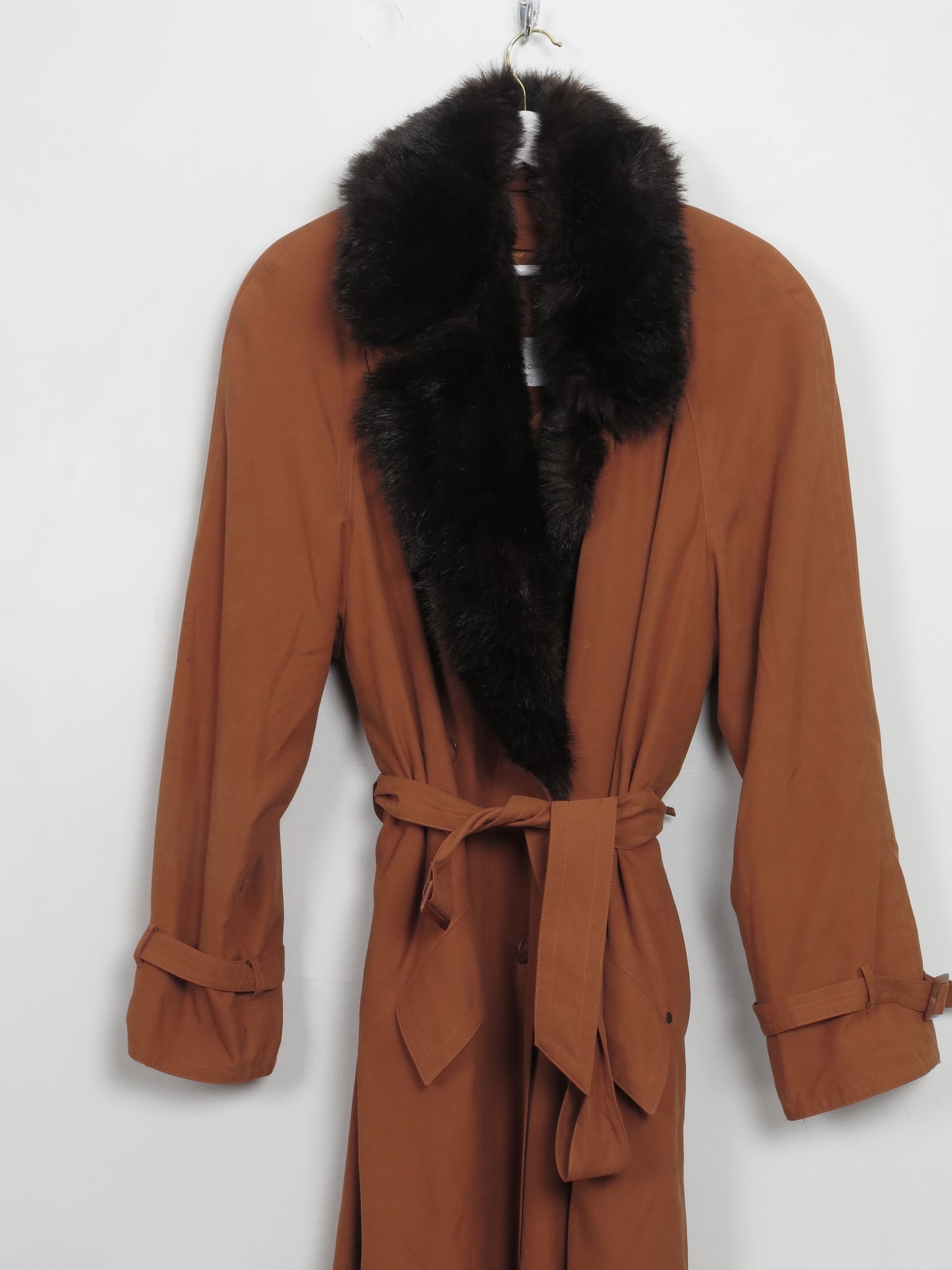 Vintage Four Seasons Rust Long Trench Coat L - The Harlequin