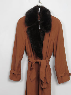 Vintage Four Seasons Rust Long Trench Coat L - The Harlequin