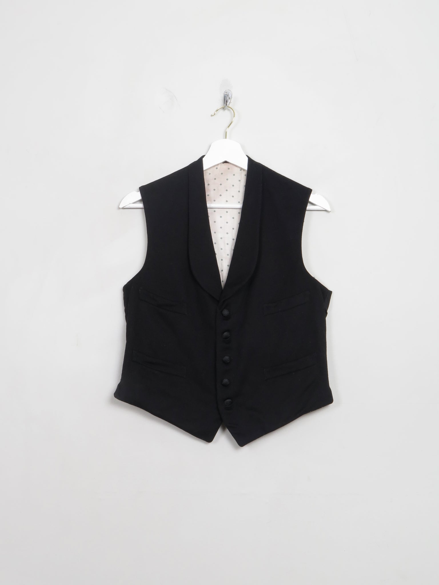 Vintage Black Wool Evening Waistcoat 36" XS/S - The Harlequin