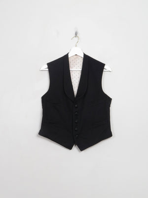 Vintage Black Wool Evening Waistcoat 36" XS/S - The Harlequin