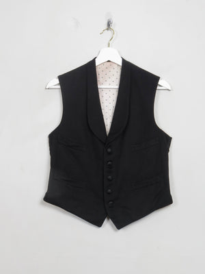 Vintage Black Wool Evening Waistcoat 36" XS/S - The Harlequin