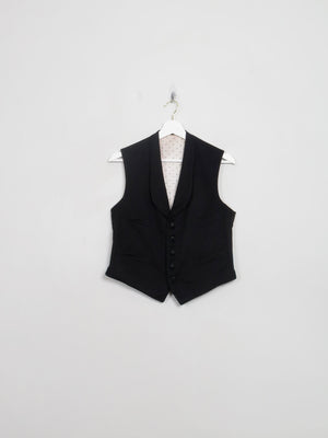 Vintage Black Wool Evening Waistcoat 36" XS/S - The Harlequin