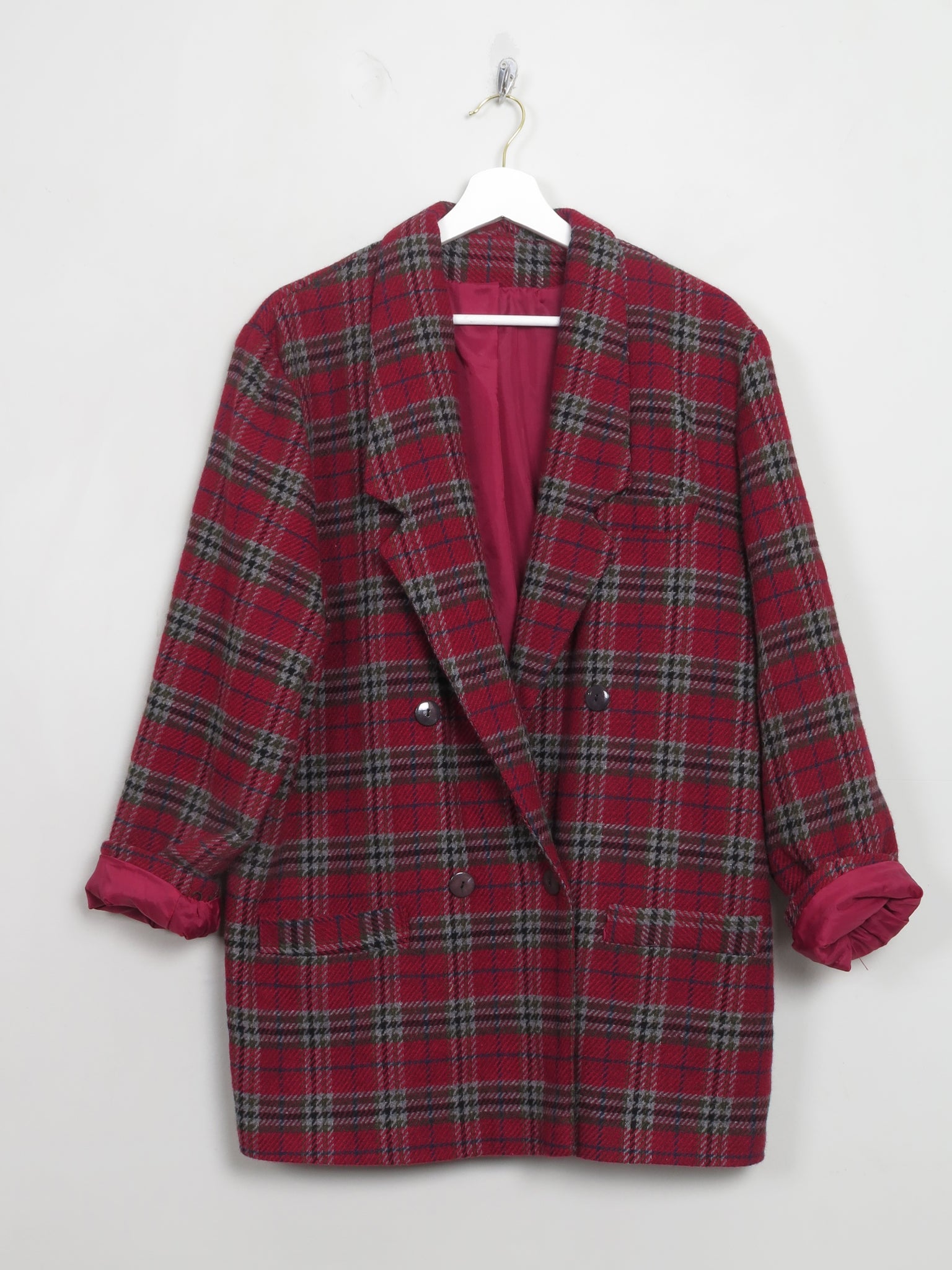 Women's Vintage Red Tartan Jacket M/L