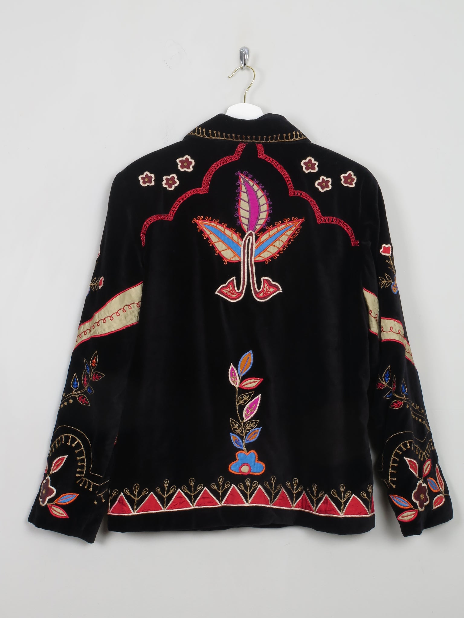 Women's Vintage Embellished Embroidered Velvet Jacket M - The Harlequin