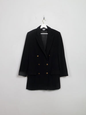 Women's Vintage Black Wool Long Blazer S/M