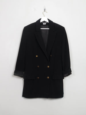 Women's Vintage Black Wool Long Blazer S/M