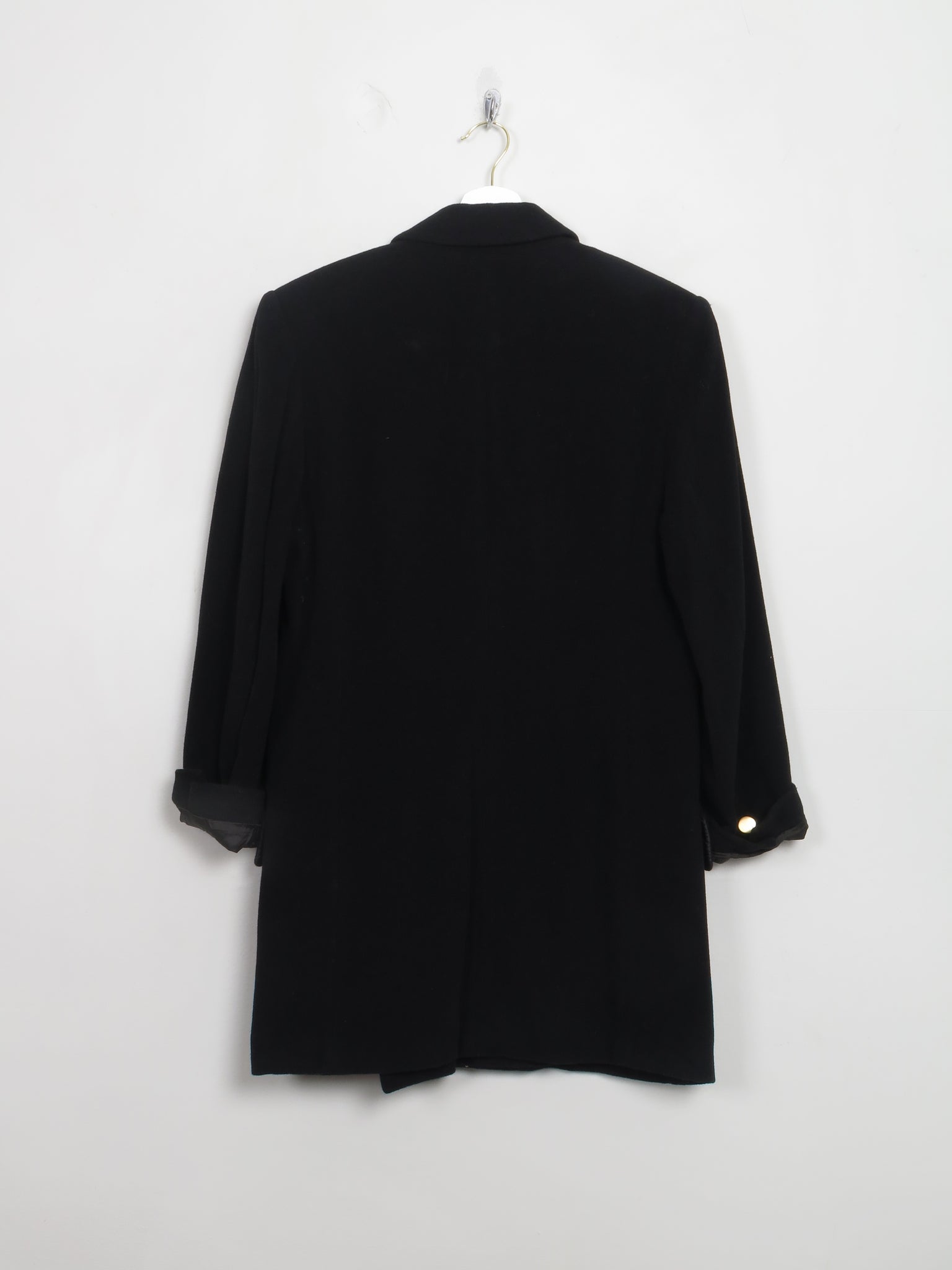 Women's Vintage Black Wool Long Blazer S/M