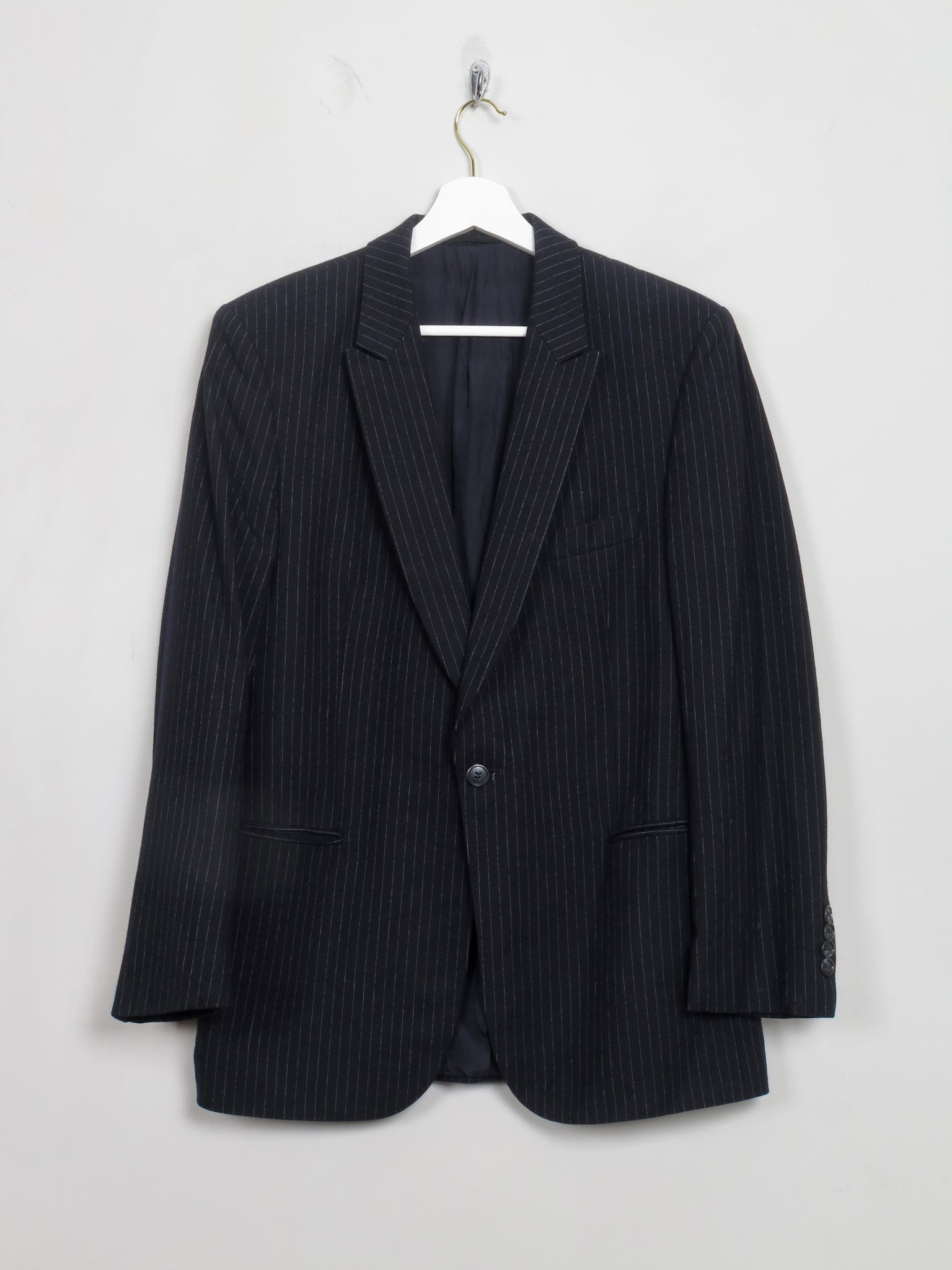 Men's Vintage Navy Pinstripe Jacket 38"/S - The Harlequin