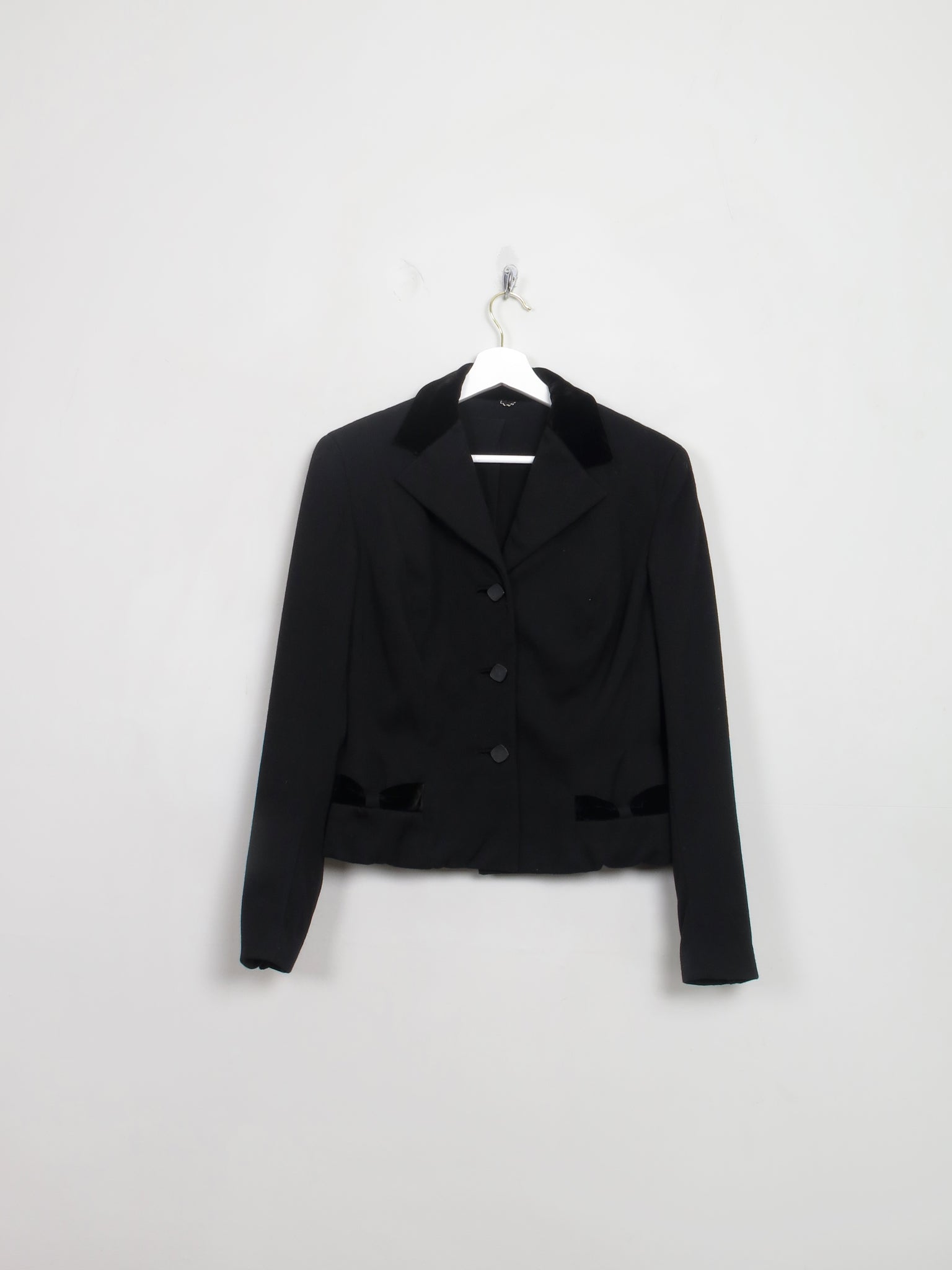 Women's Vintage Black Wool 1950s Jacket S/M