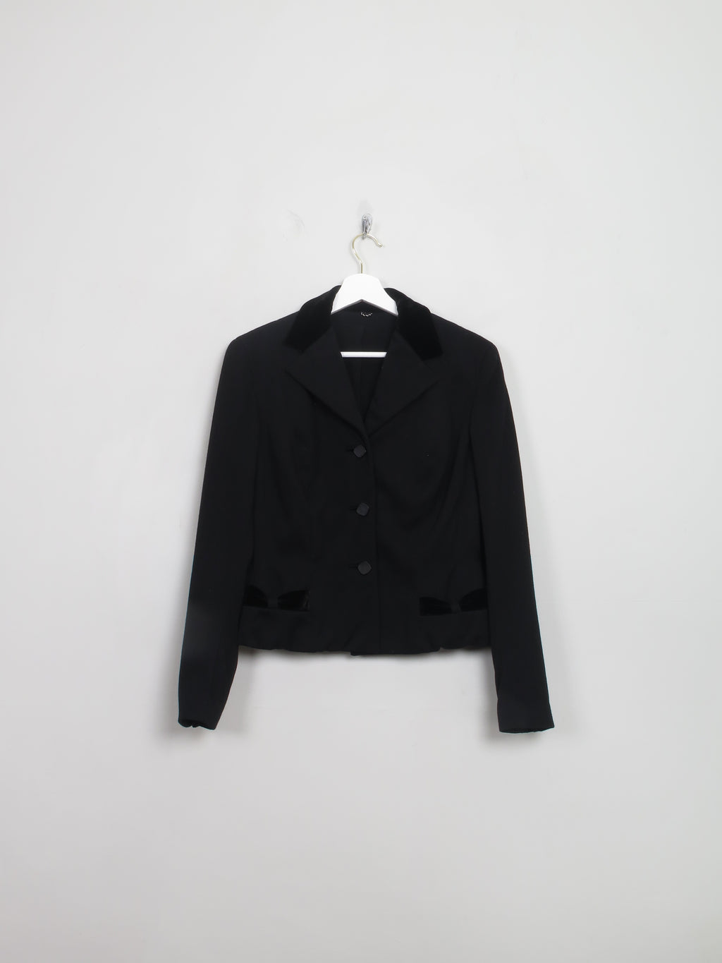 Women's Vintage Black Wool 1950s Jacket S/M