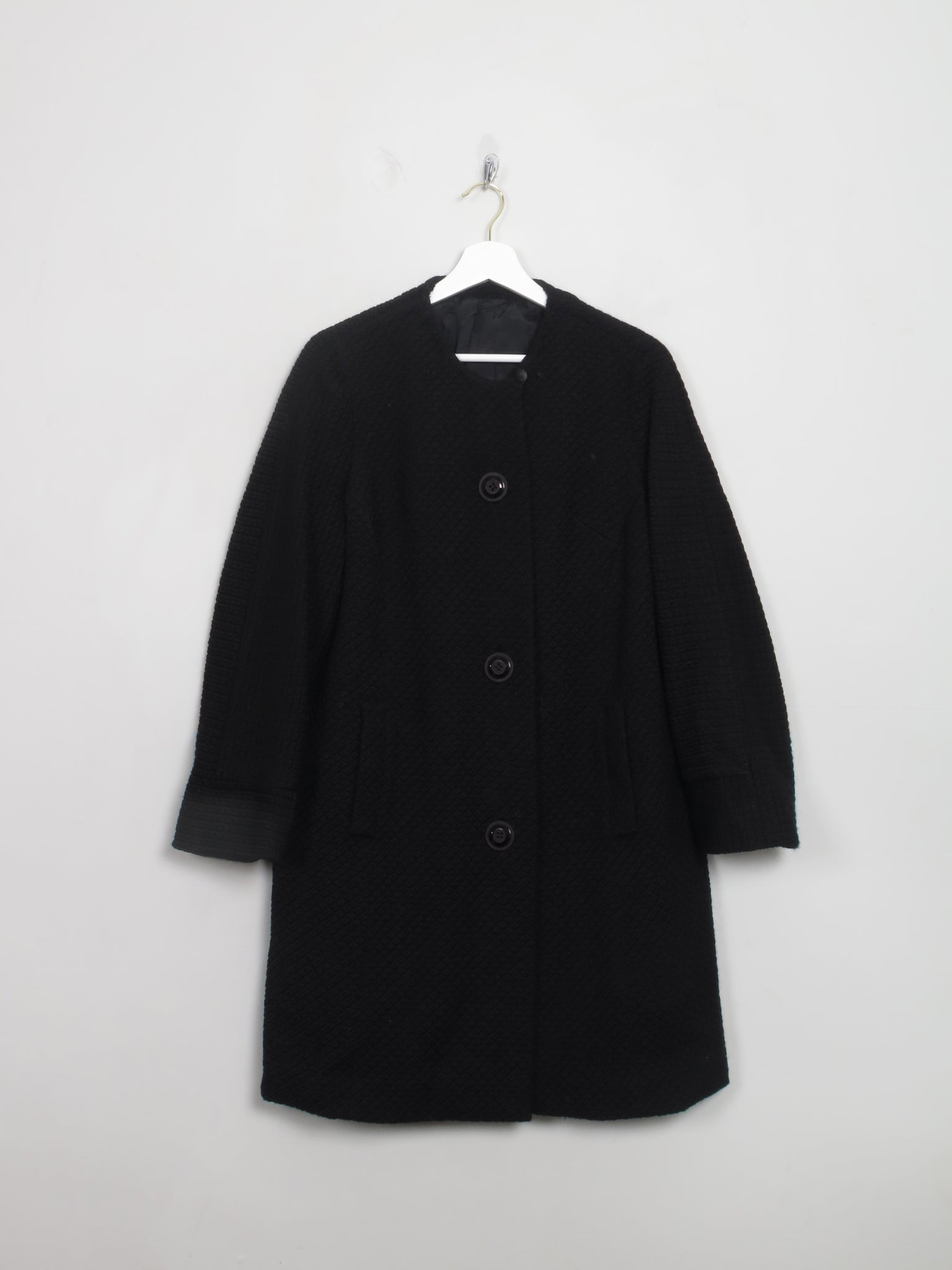 Women's Vintage 1950s/60s Black Swing Coat S/M