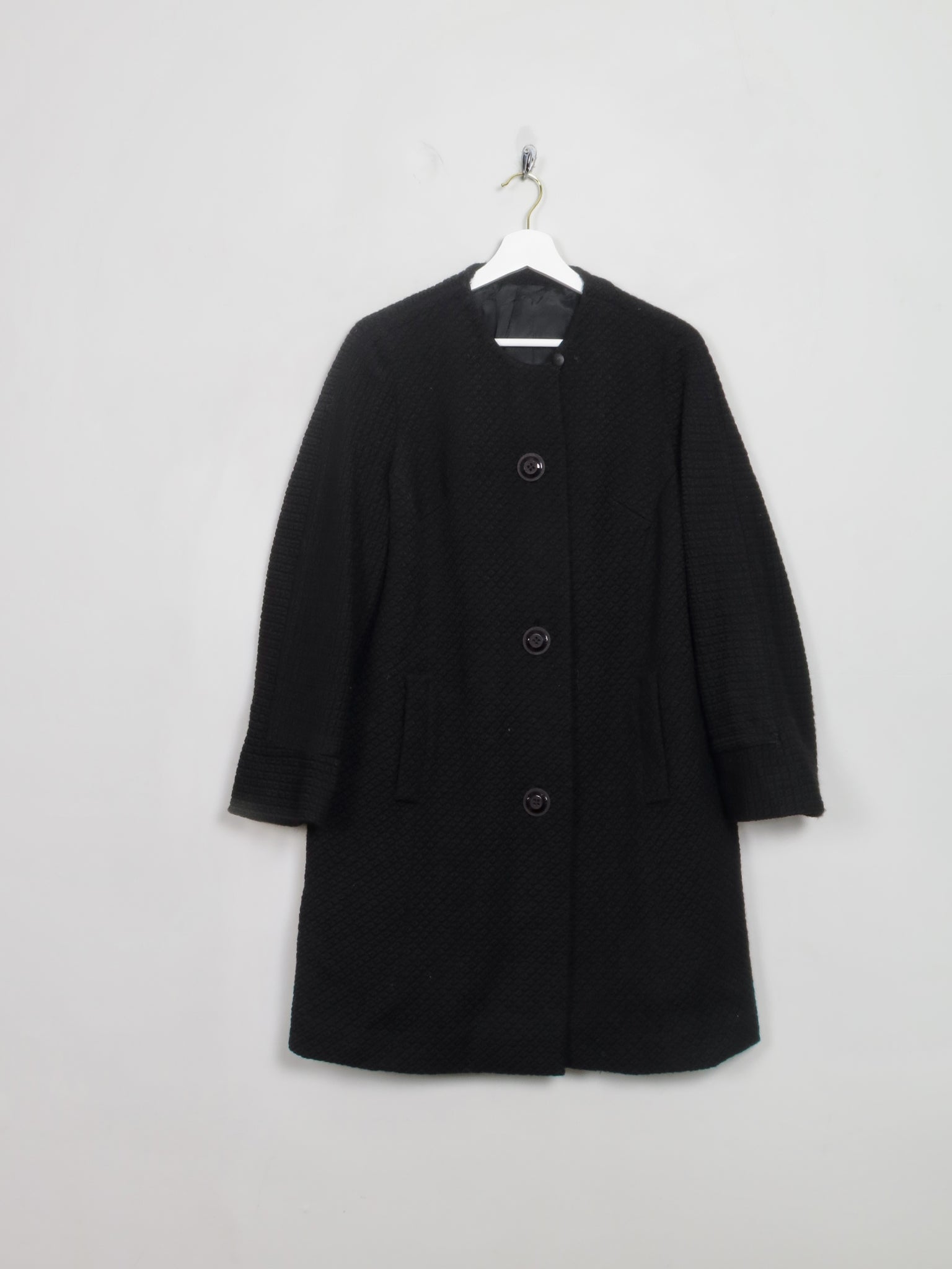 Women's Vintage 1950s/60s Black Swing Coat S/M