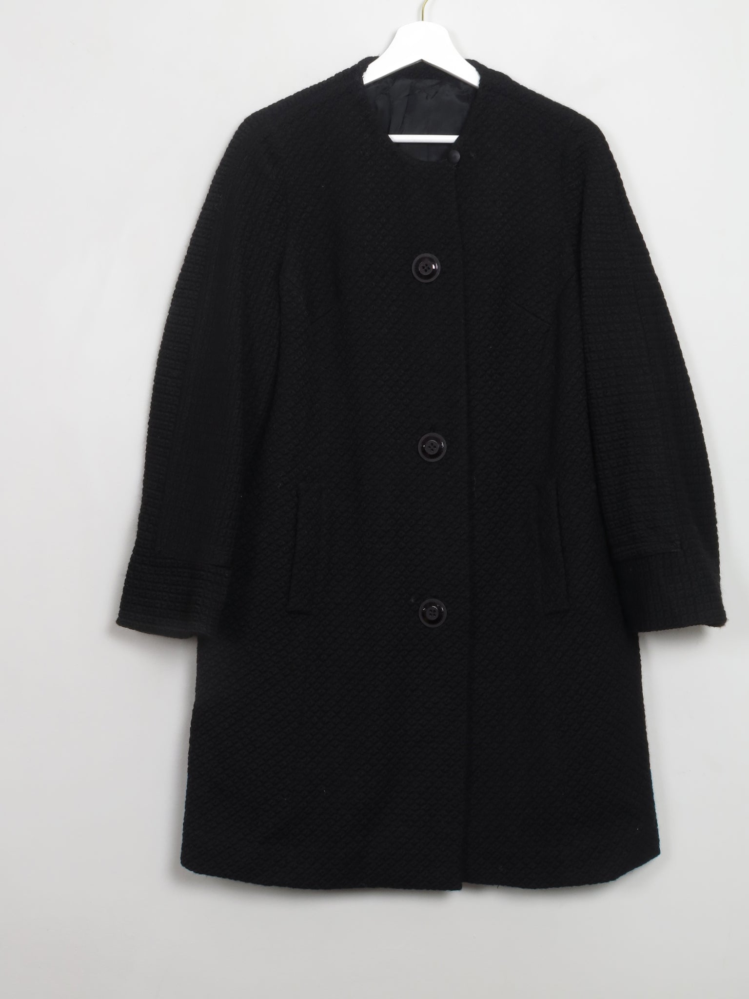 Women's Vintage 1950s/60s Black Swing Coat S/M