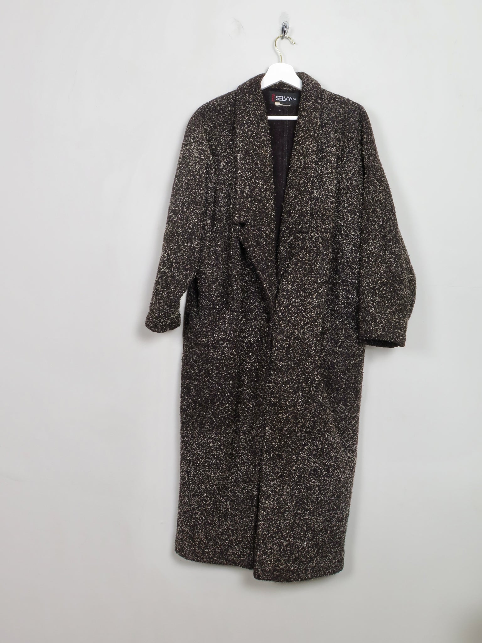 Women's Vintage Black Flecked 80s Coat S/M