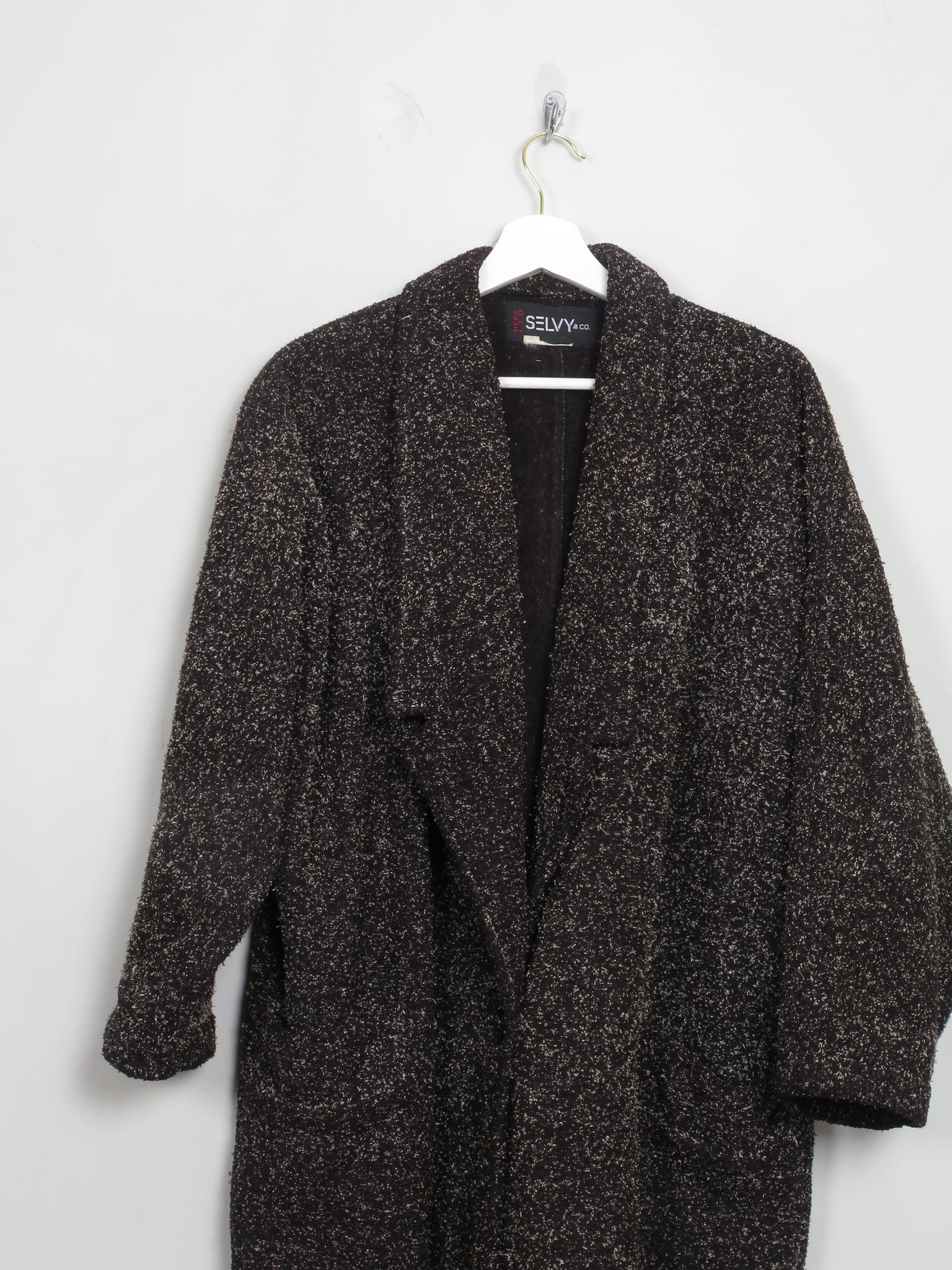 Women's Vintage Black Flecked 80s Coat S/M