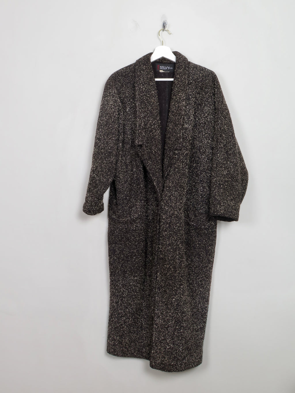 Women's Vintage Black Flecked 80s Coat S/M