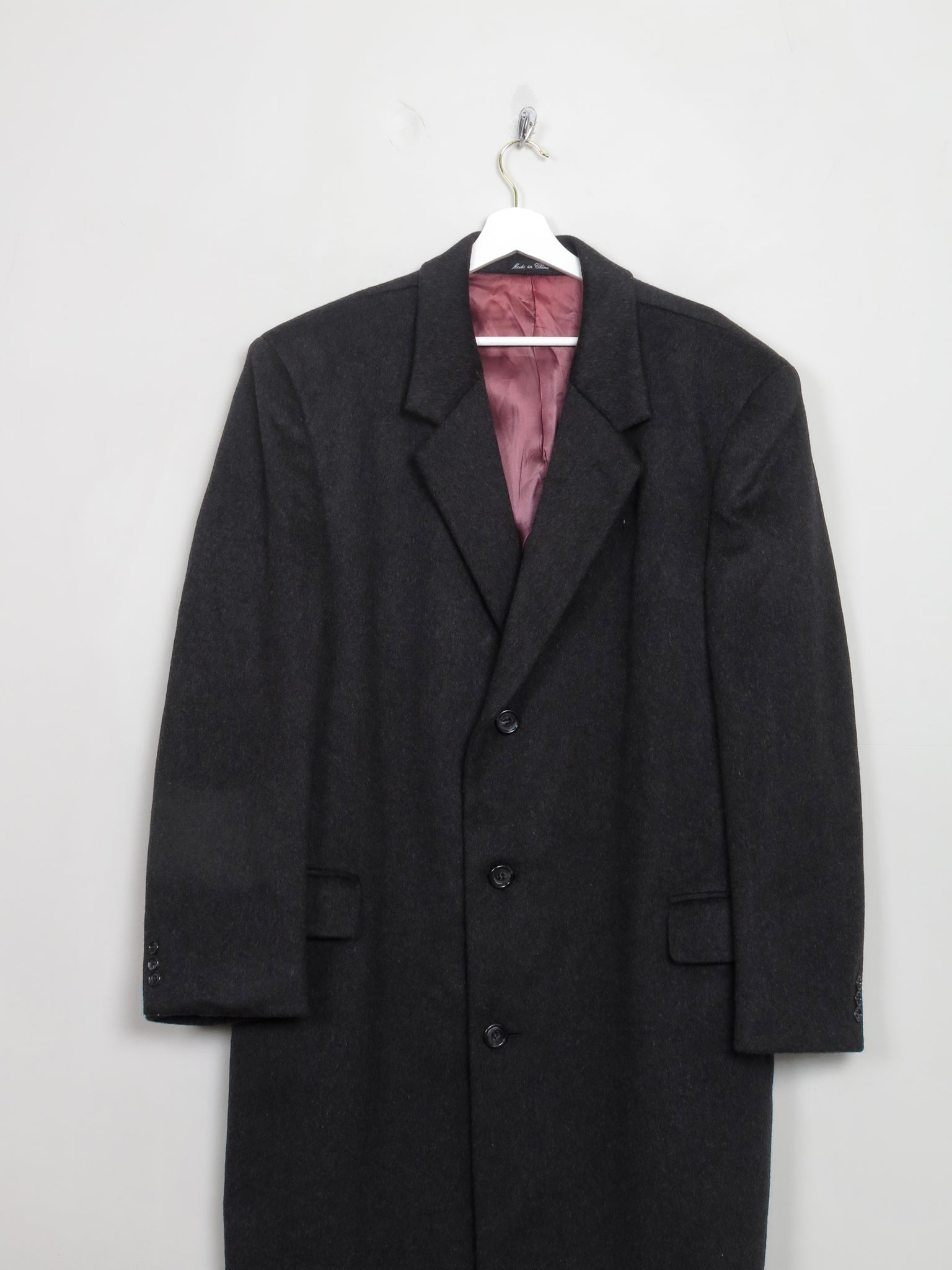 Men's Vintage Dark Grey Wool & Cashmere Overcoat XL/48" - The Harlequin