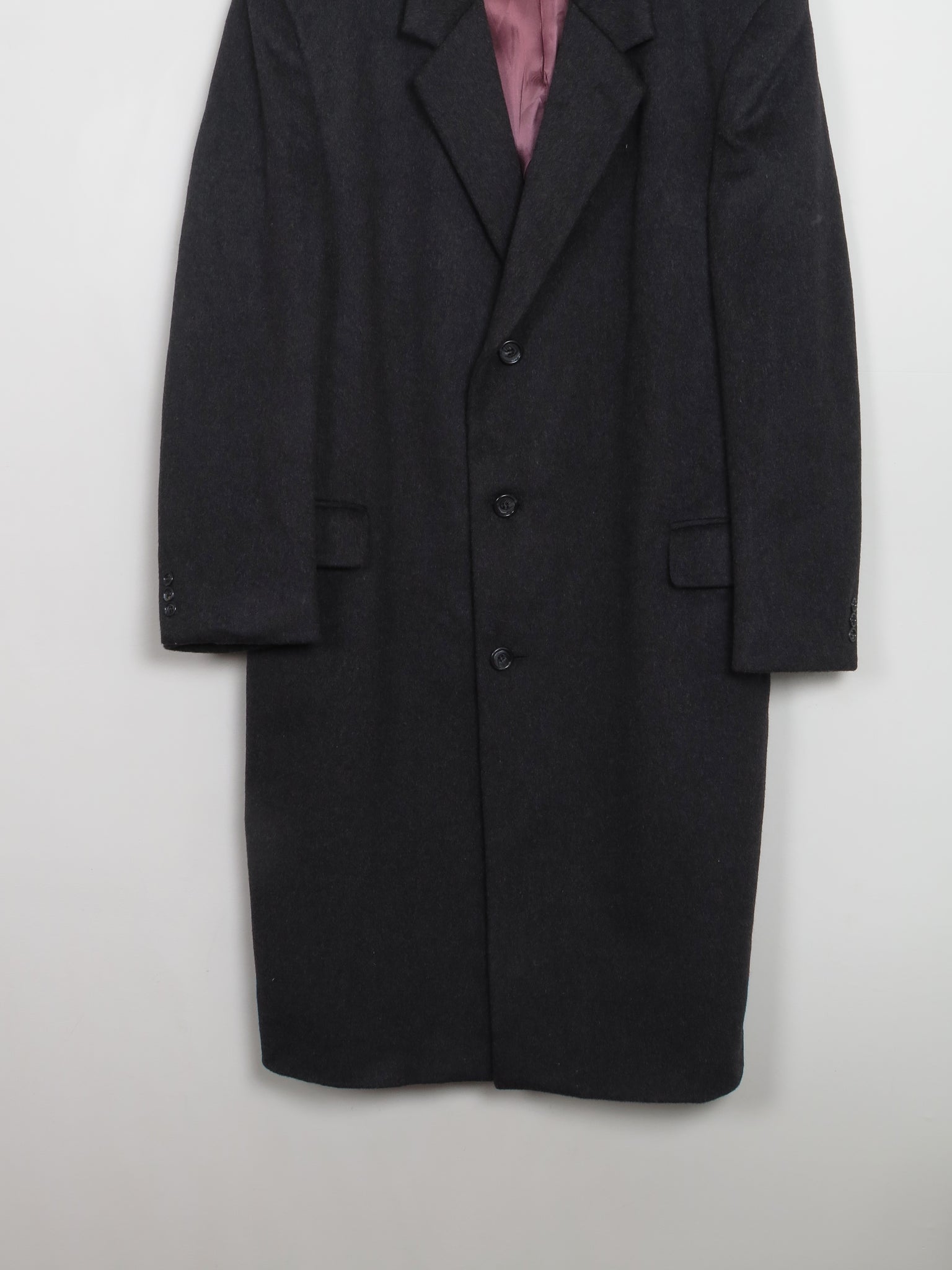 Men's Vintage Dark Grey Wool & Cashmere Overcoat XL/48" - The Harlequin