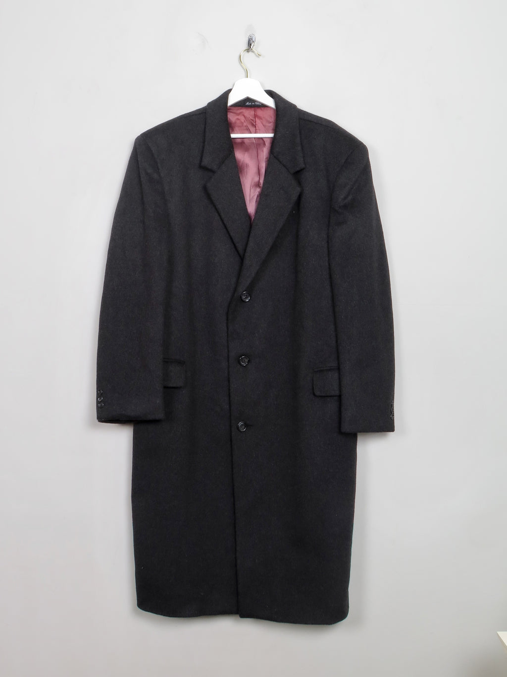 Men's Vintage Dark Grey Wool & Cashmere Overcoat XL/48" - The Harlequin