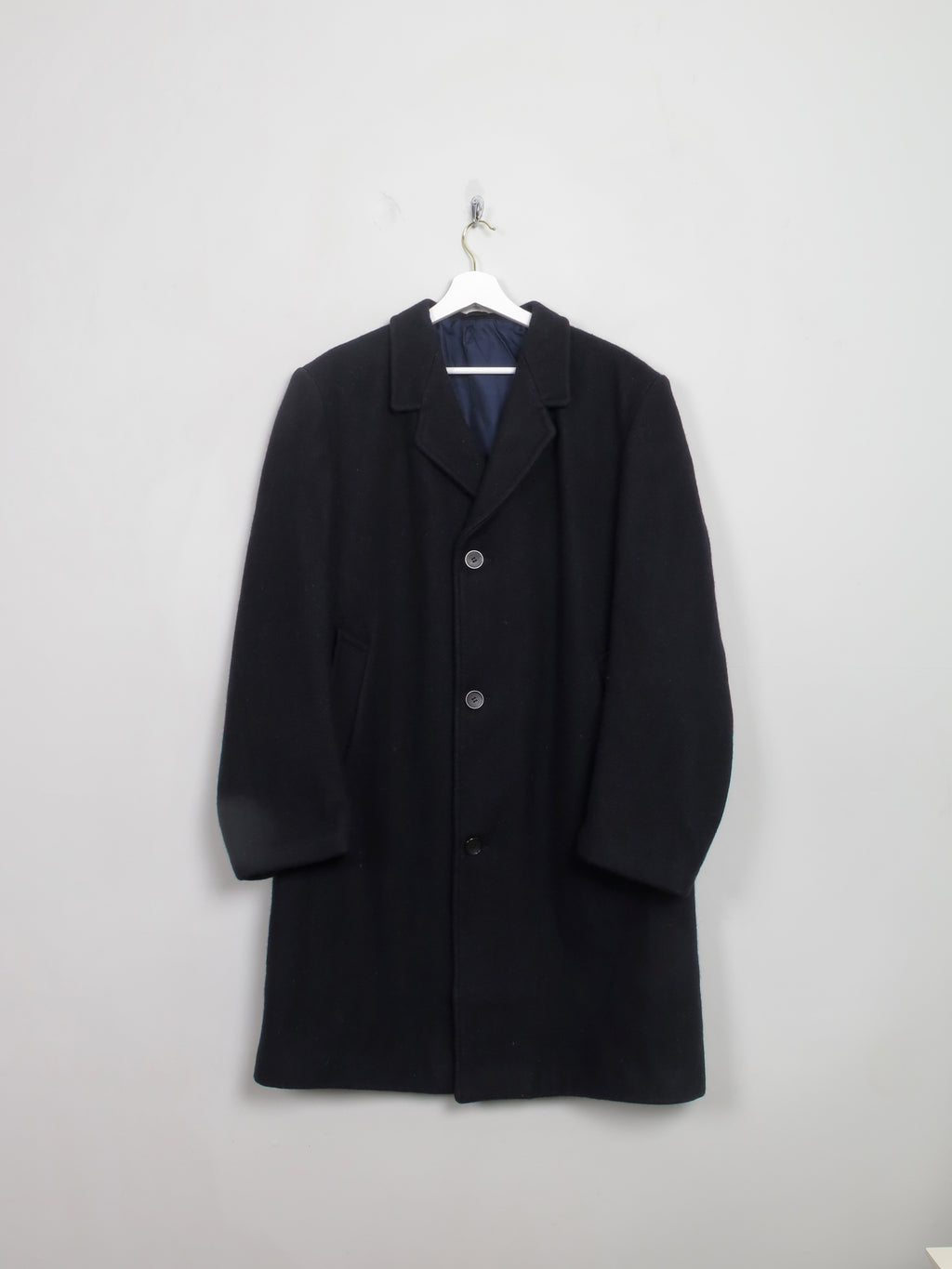 Men's Navy Wool Overcoat 44/L - The Harlequin