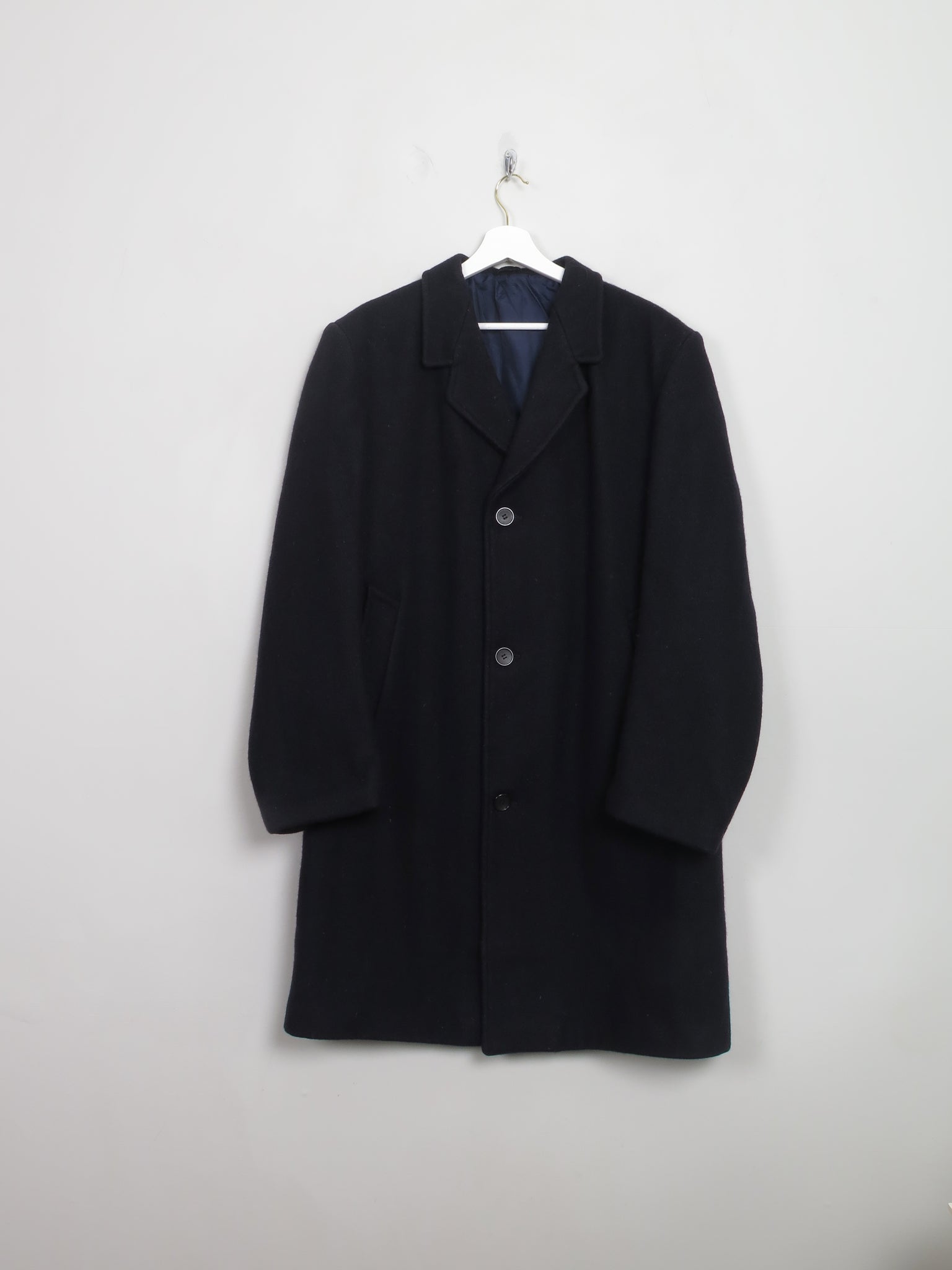 Men's Navy Wool Overcoat 44/L - The Harlequin