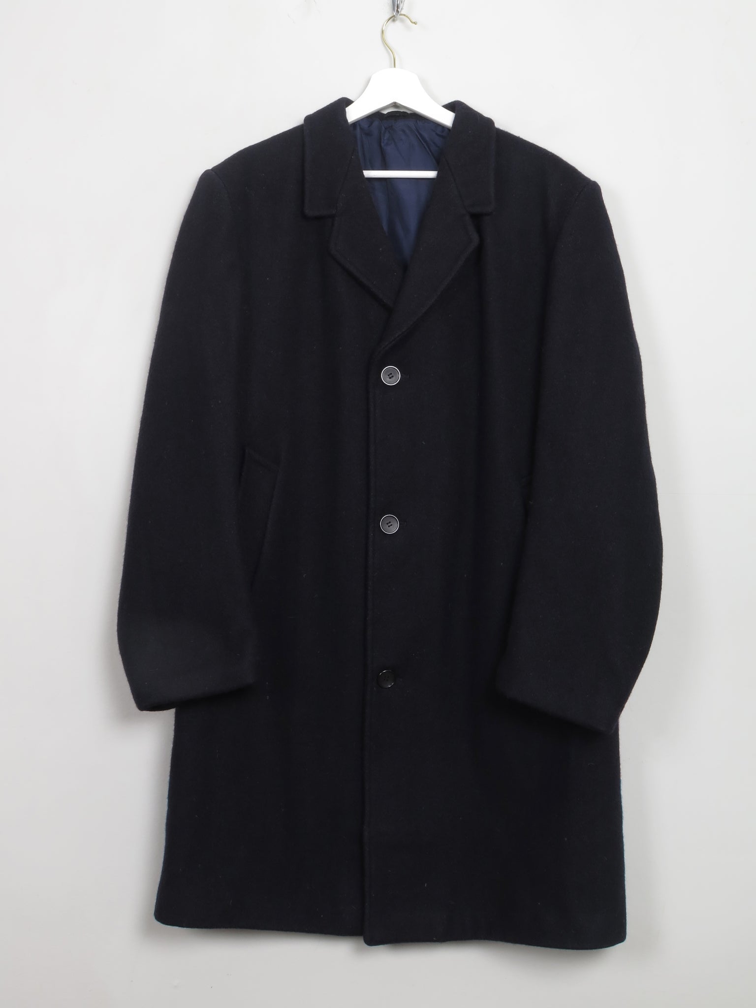 Men's Navy Wool Overcoat 44/L - The Harlequin