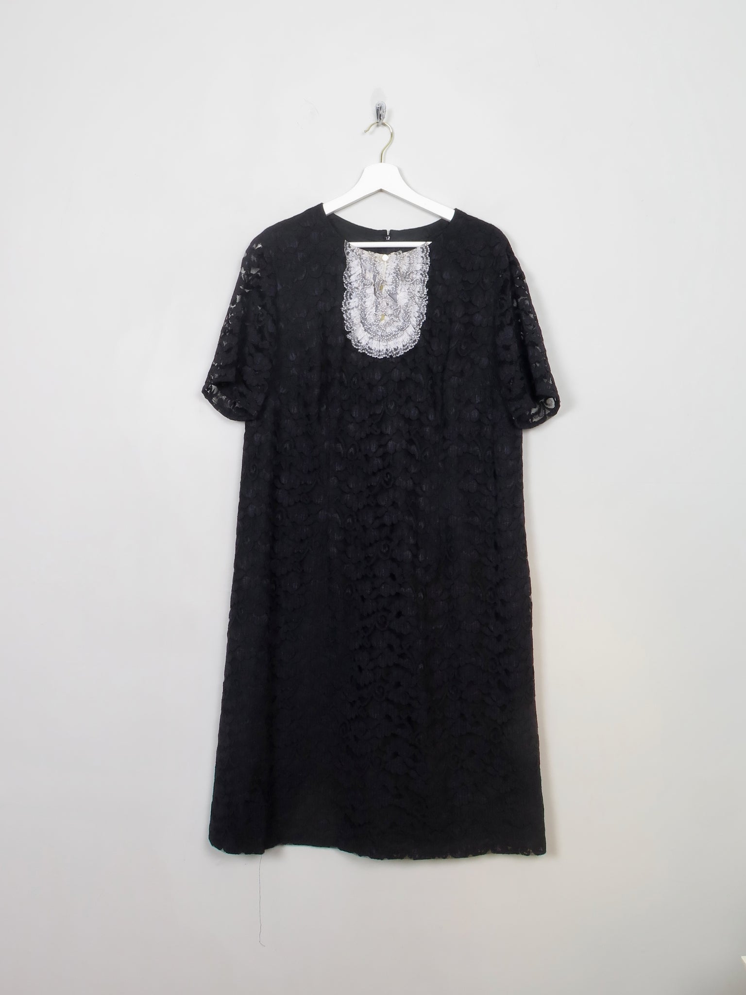 Vintage Black Lace Shift Dress XL