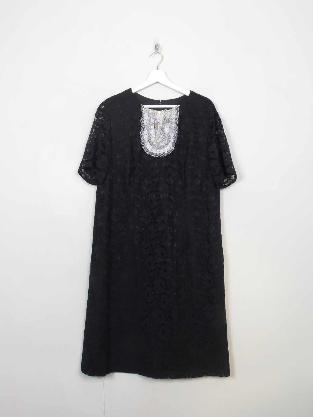 Vintage Black Lace Shift Dress XL