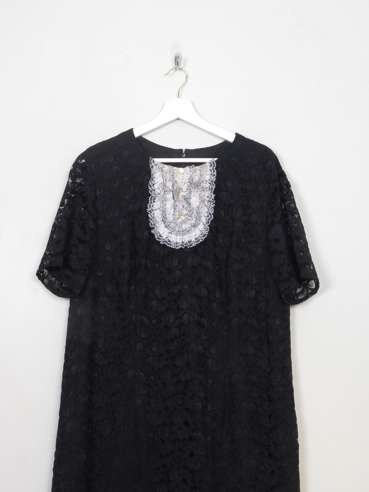 Vintage Black Lace Shift Dress XL