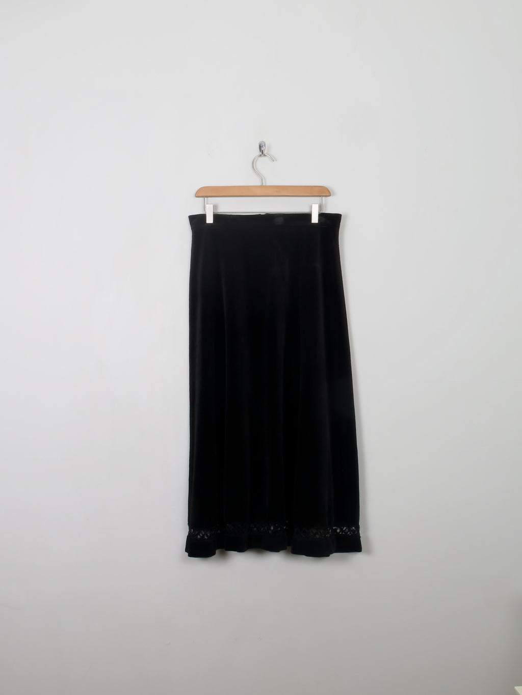 Vintage Black Velvet Midi Skirt 30W - The Harlequin