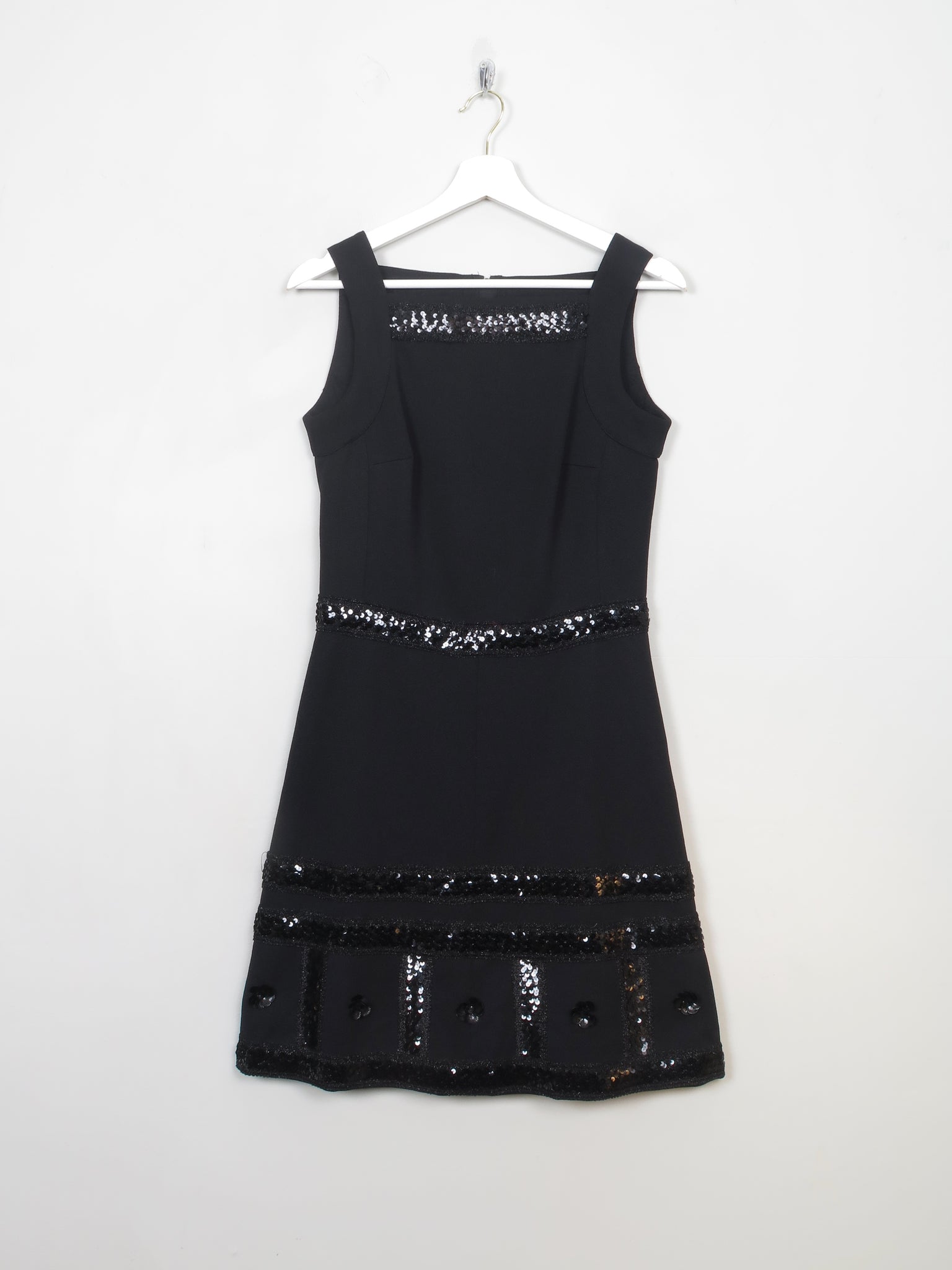 Vintage Black 1960s Embellished Jacqueline Vanoye Dress S