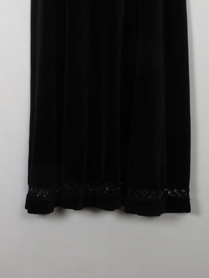 Vintage Black Velvet Midi Skirt 30W - The Harlequin