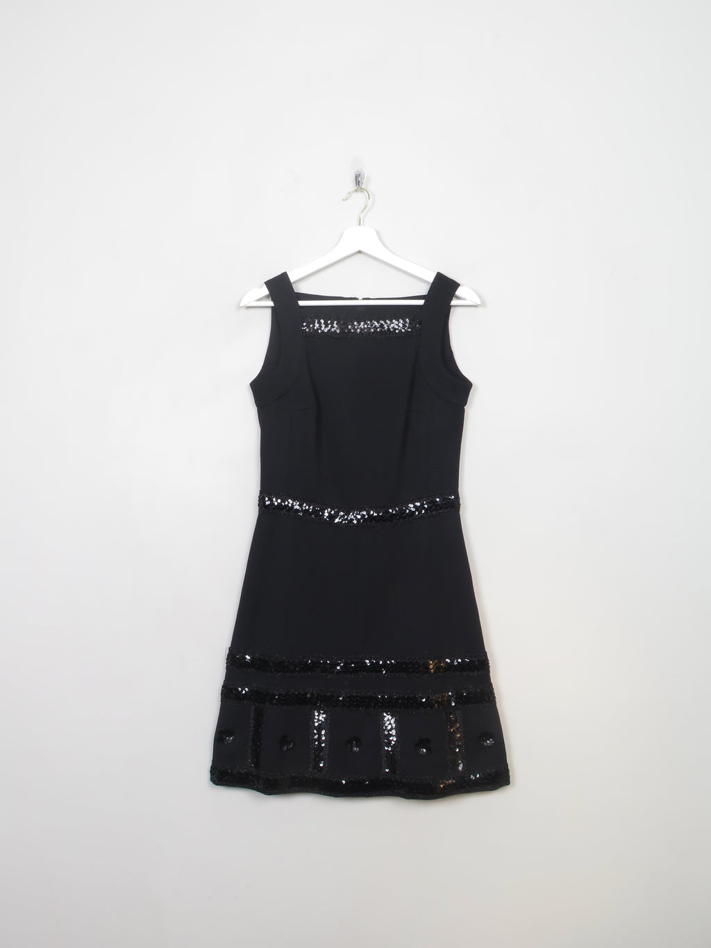 Vintage Black 1960s Embellished Jacqueline Vanoye Dress S