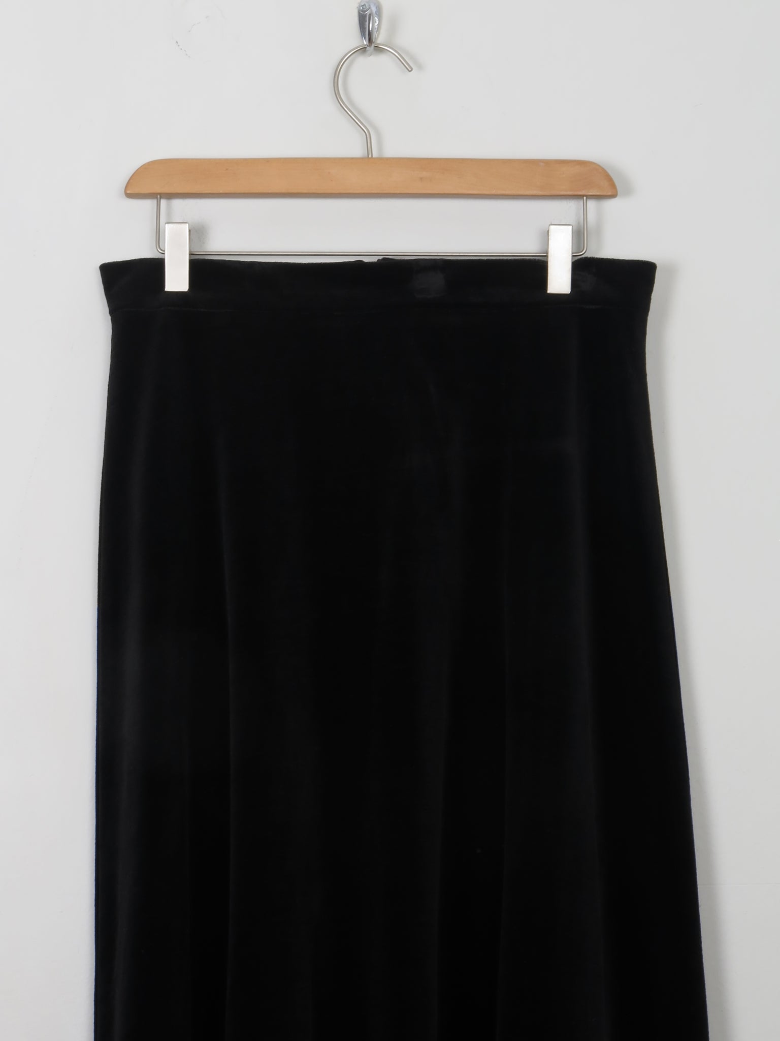 Vintage Black Velvet Midi Skirt 30W - The Harlequin