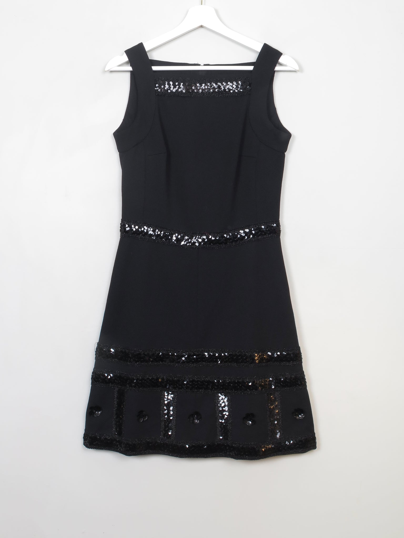 Vintage Black 1960s Embellished Jacqueline Vanoye Dress S