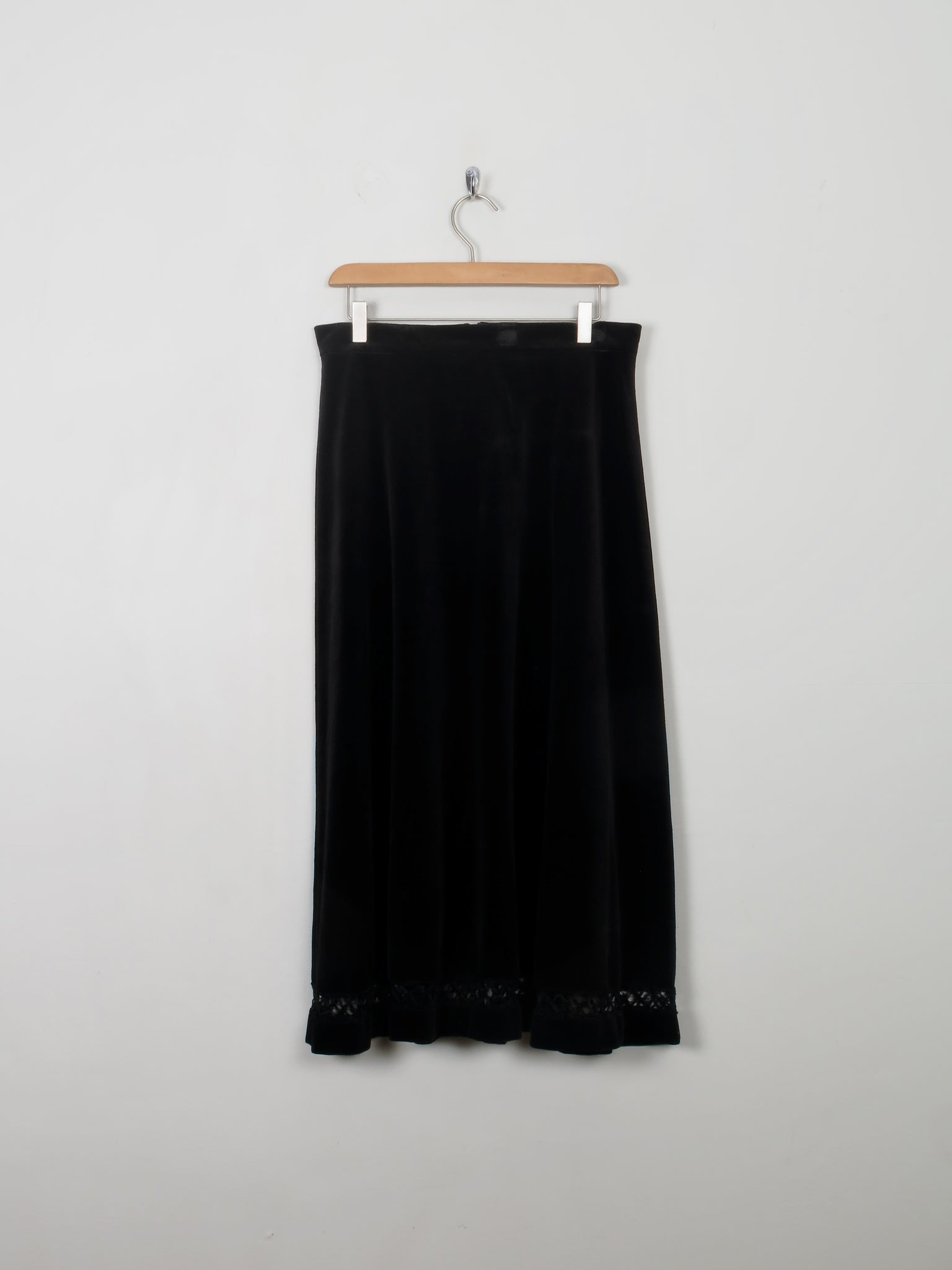 Vintage Black Velvet Midi Skirt 30W - The Harlequin