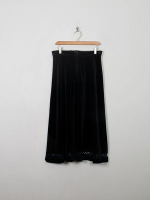 Vintage Black Velvet Midi Skirt 30W - The Harlequin