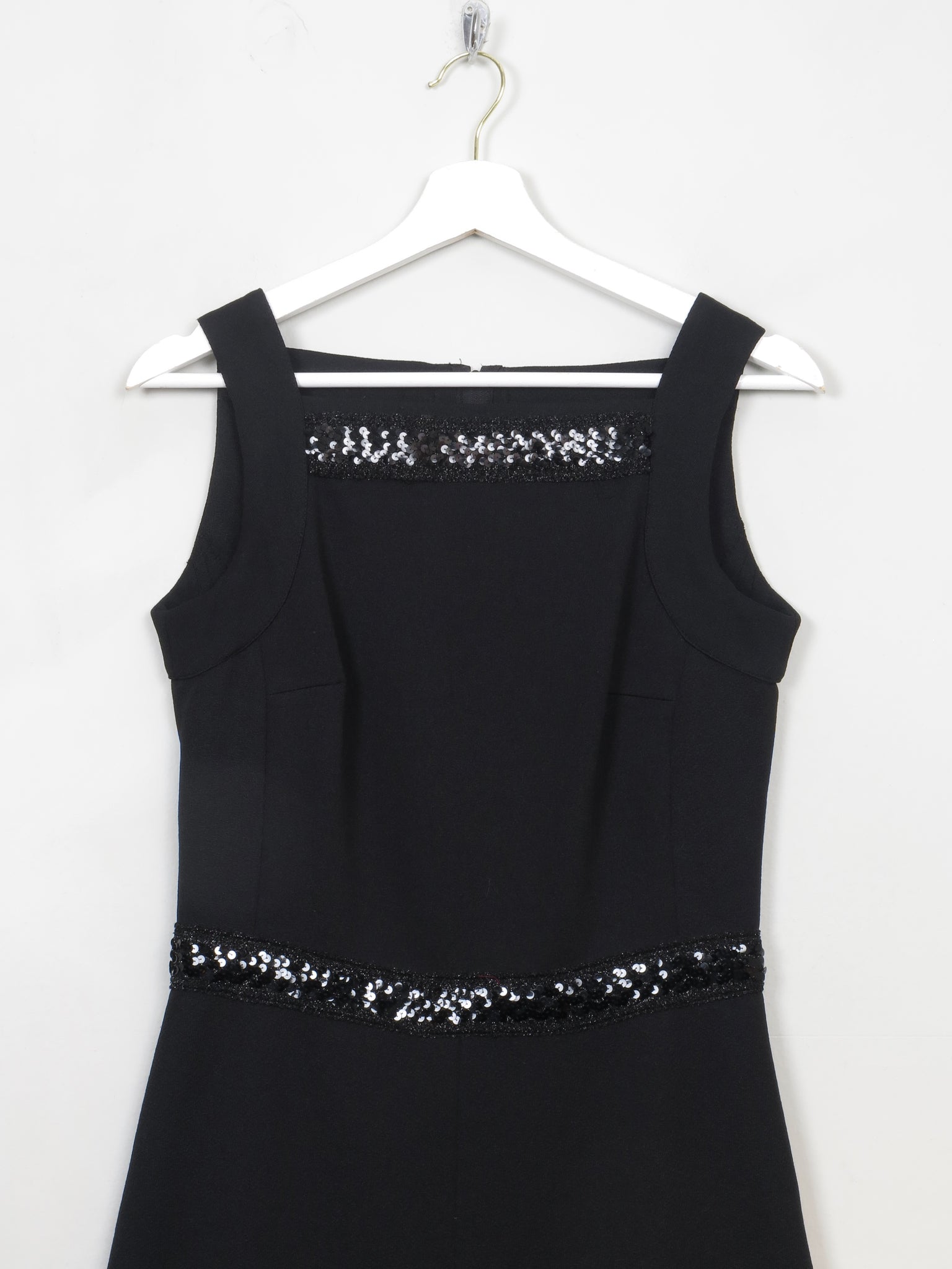 Vintage Black 1960s Embellished Jacqueline Vanoye Dress S