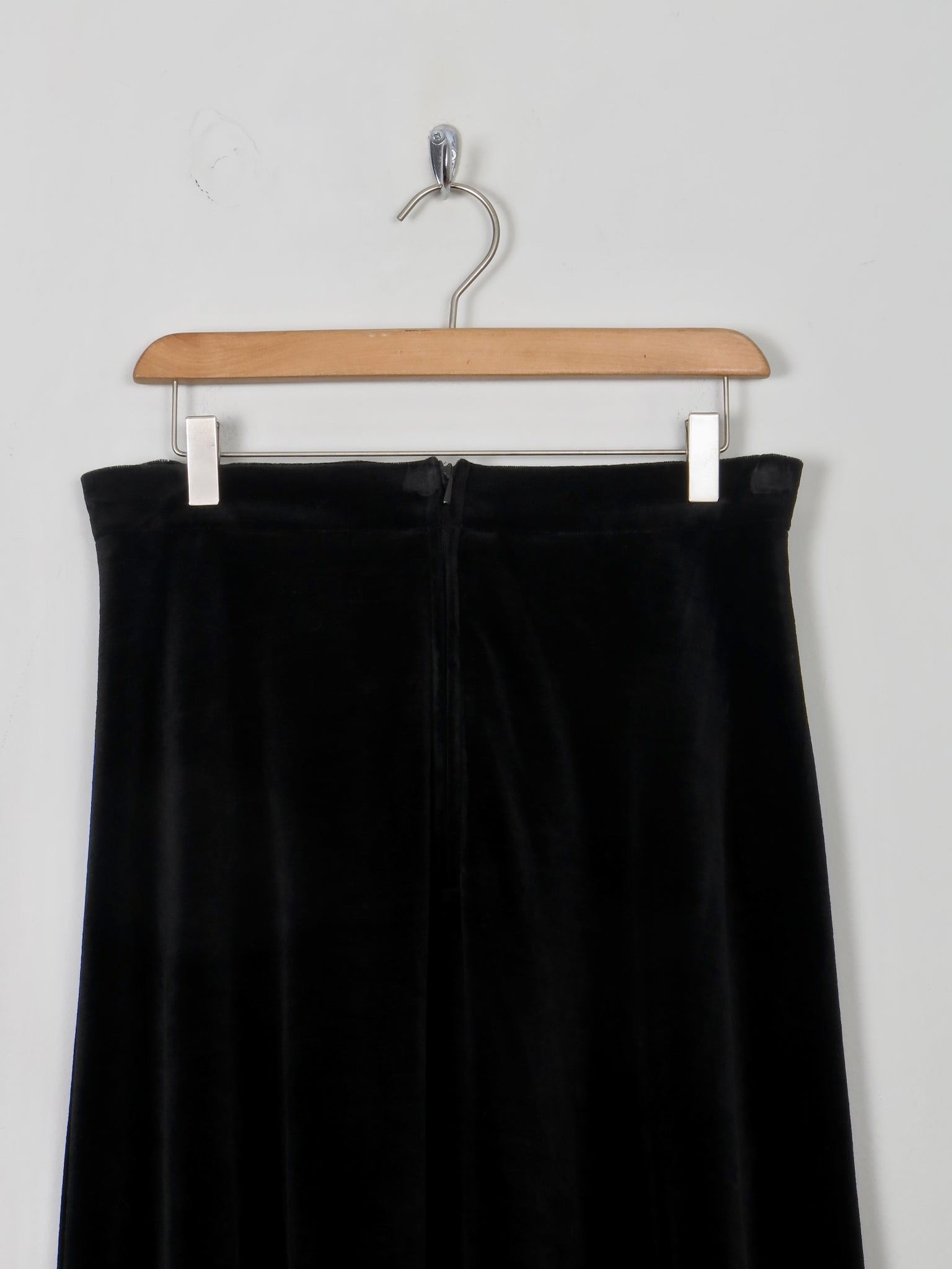 Vintage Black Velvet Midi Skirt 30W - The Harlequin