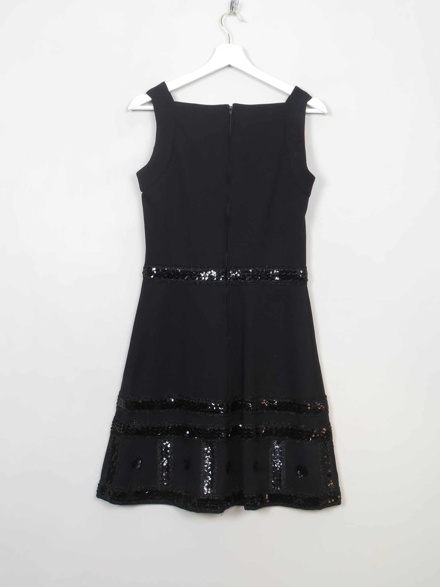 Vintage Black 1960s Embellished Jacqueline Vanoye Dress S