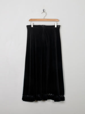 Vintage Black Velvet Midi Skirt 30W - The Harlequin