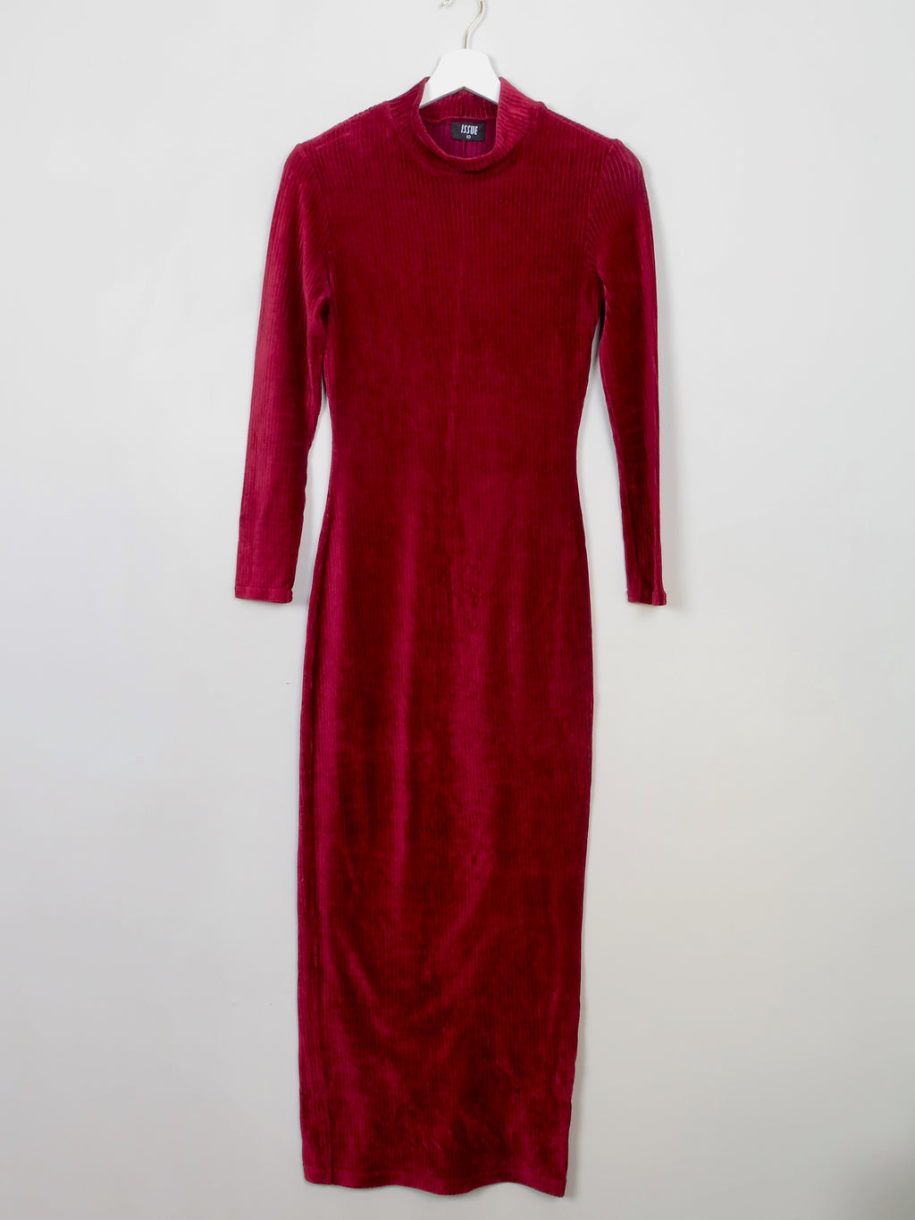 Vintage 90s Wine Velvet Fitted Dress S