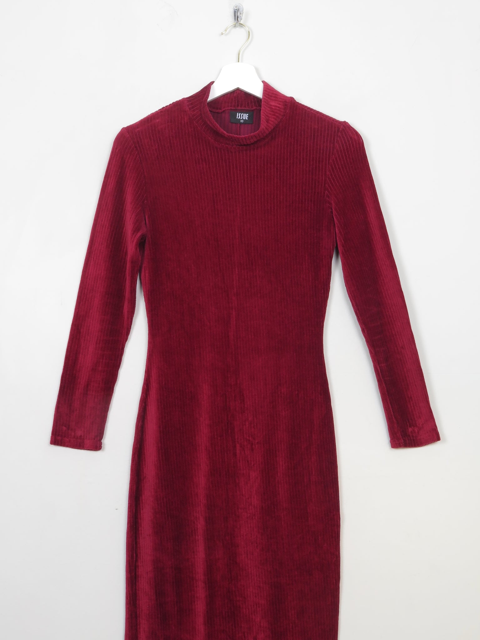 Vintage 90s Wine Velvet Fitted Dress S