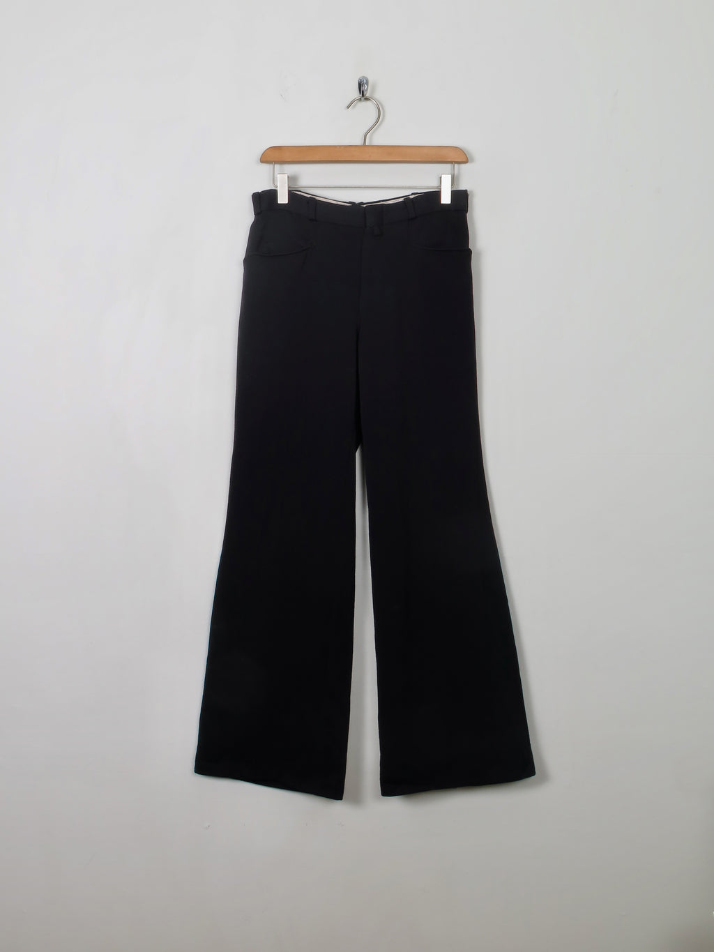 Vintage Black 1970s Flared Trousers 27"W XS - The Harlequin