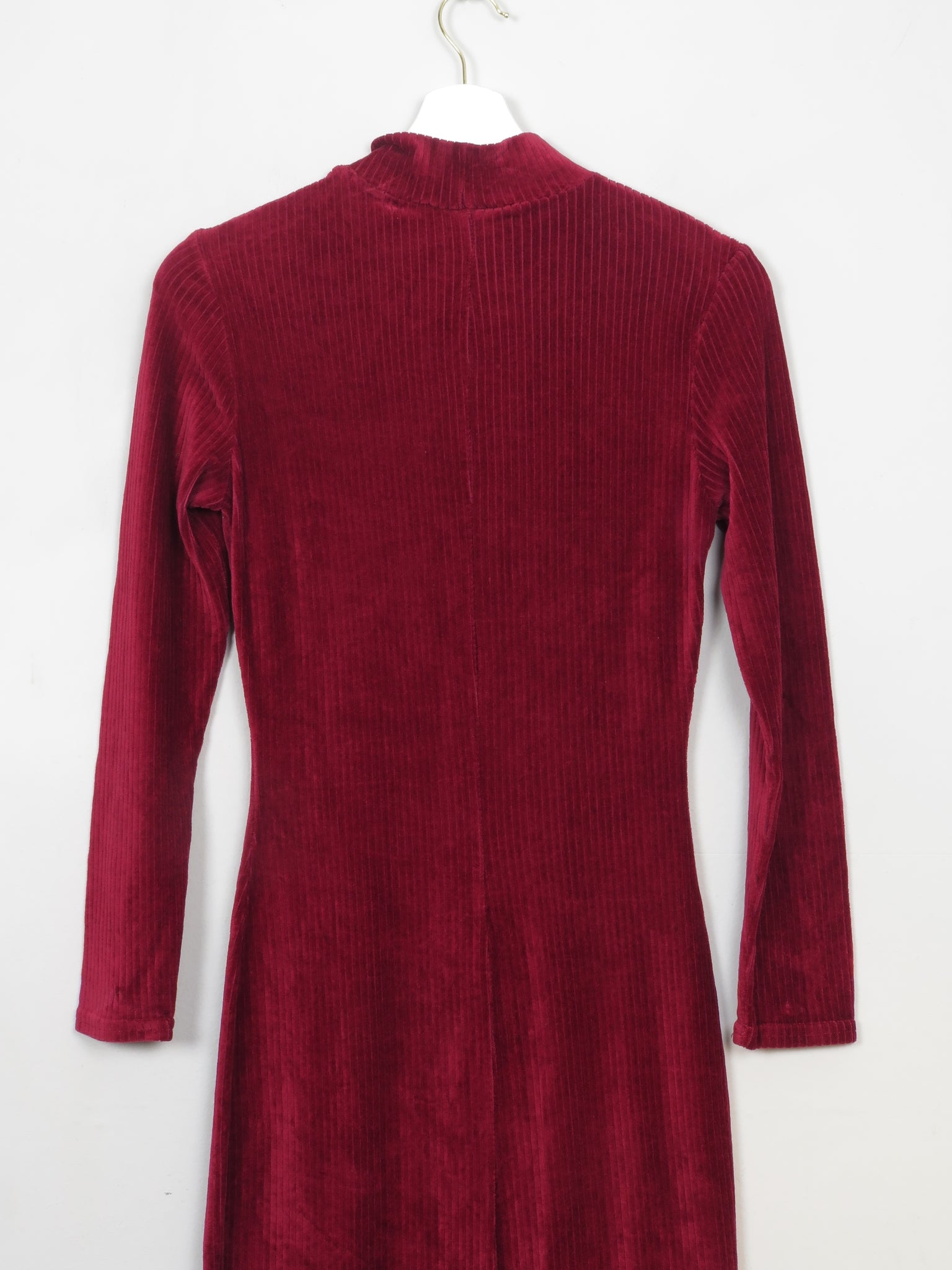 Vintage 90s Wine Velvet Fitted Dress S