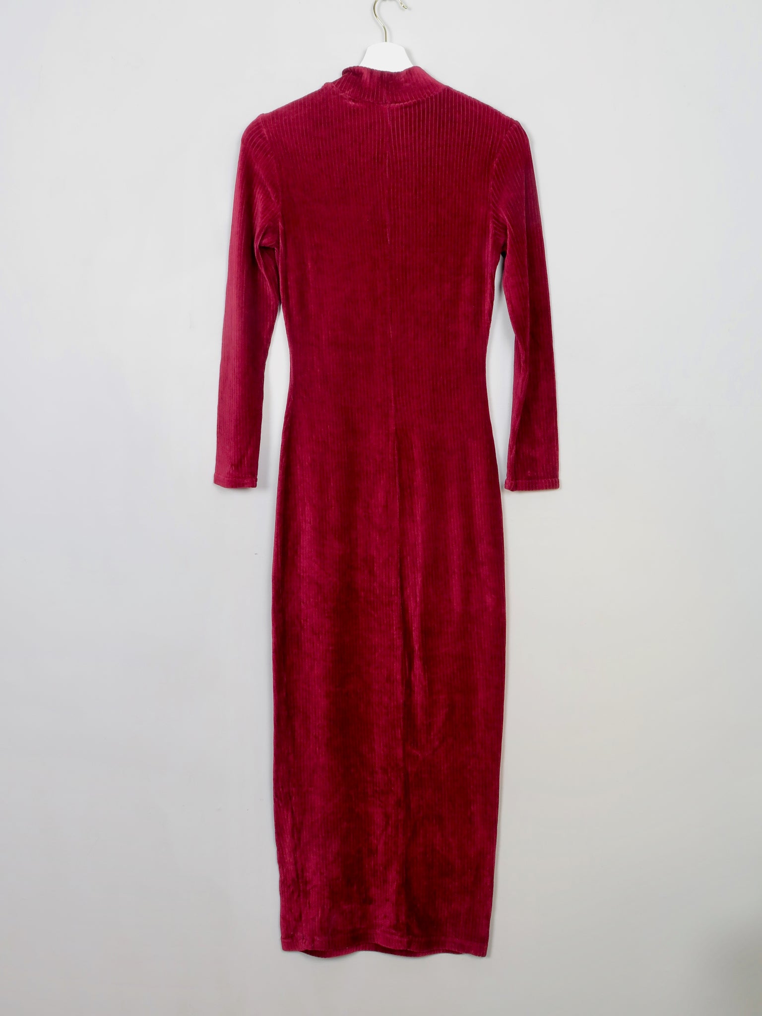 Vintage 90s Wine Velvet Fitted Dress S