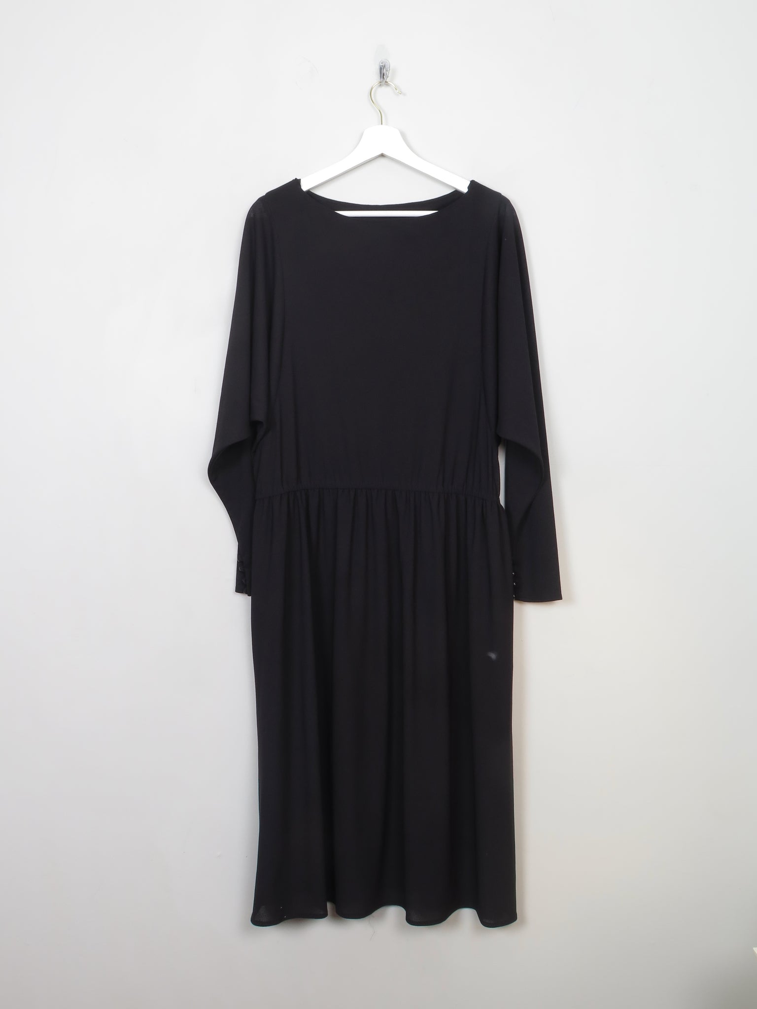 Vintage Black Midi 1970s Dress M/L