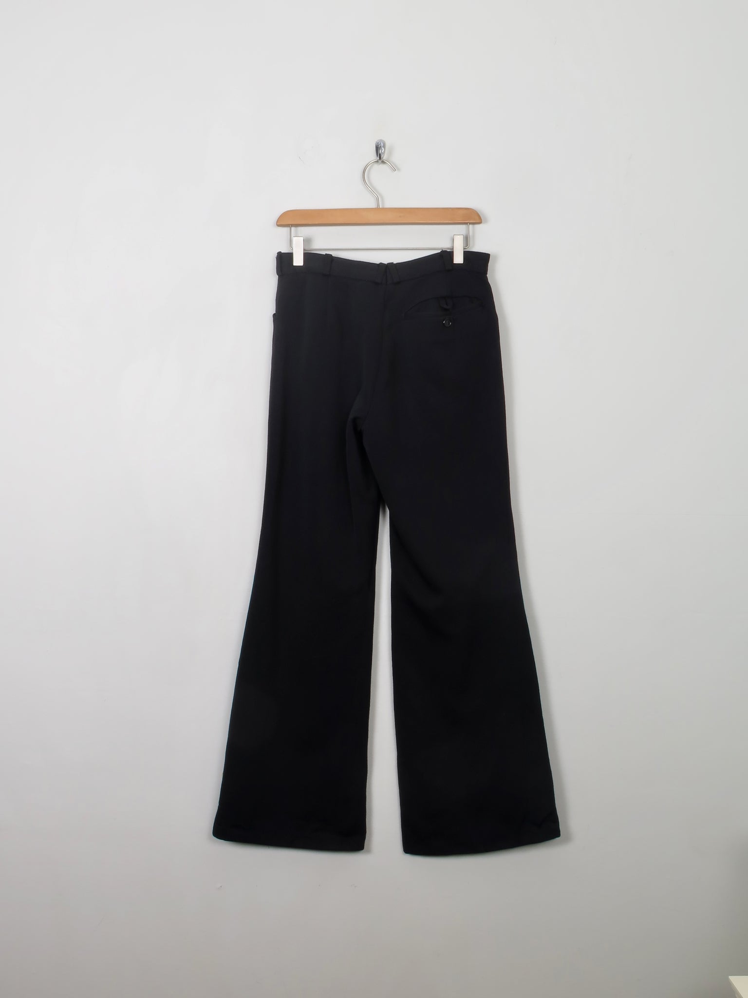 Vintage Black 1970s Flared Trousers 27"W XS - The Harlequin