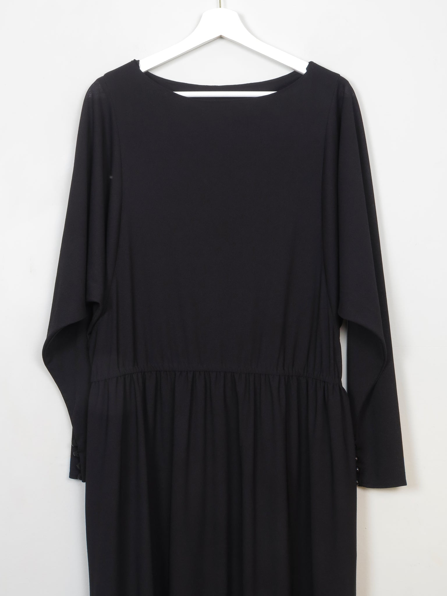 Vintage Black Midi 1970s Dress M/L